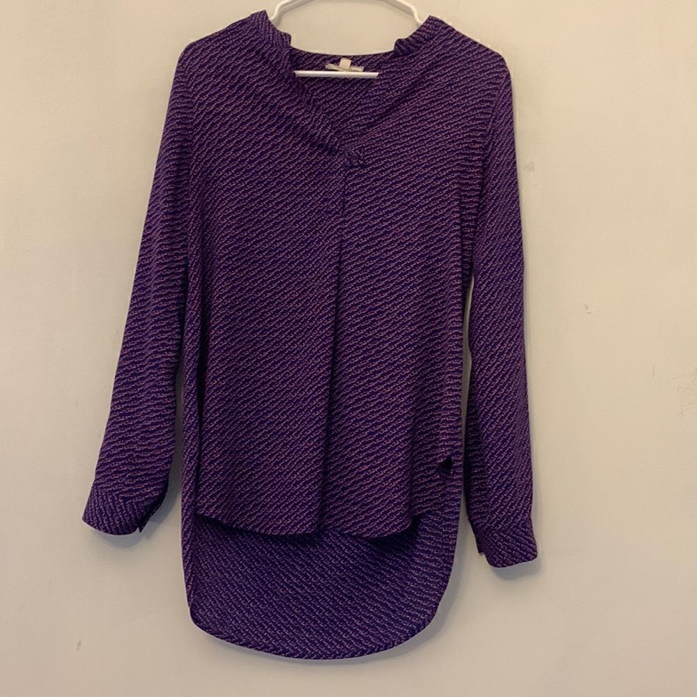 Pleione purple patterned tunic Long sleeves Size S